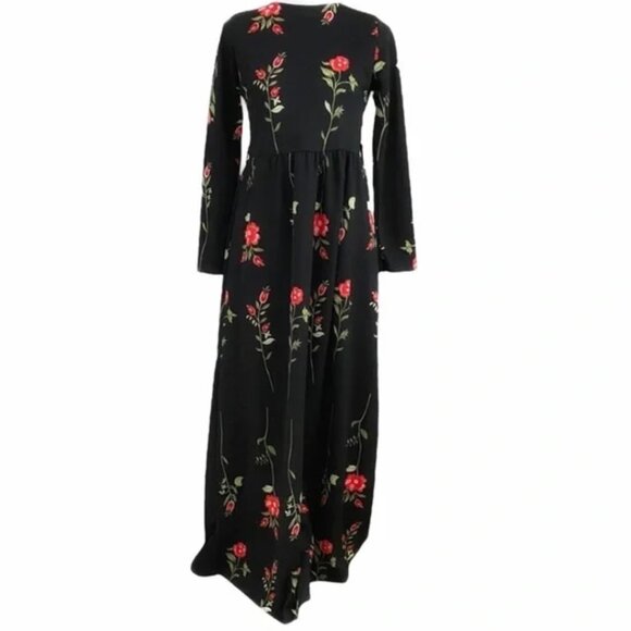 SELMA SARI BLACK RED FLORAL MAXI DRESS - 6 - Picture 1 of 8